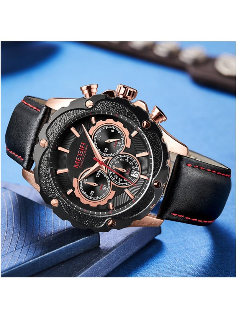 ميجر ساعة يد كوارتز كرونوغراف عصرية للرجال فاخرة إبداعية مقاومة للماء للتاريخ ساعات عادية للرجال 2070 - Image 2
