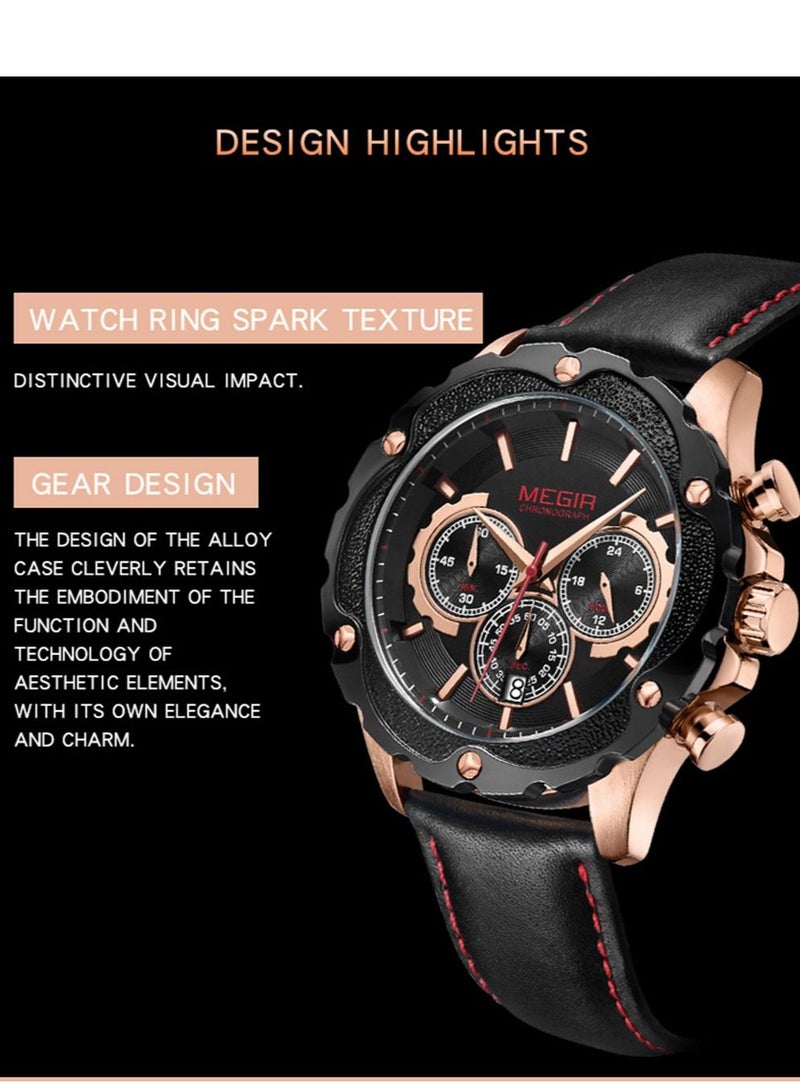 ميجر ساعة يد كوارتز كرونوغراف عصرية للرجال فاخرة إبداعية مقاومة للماء للتاريخ ساعات عادية للرجال 2070 - Image 4