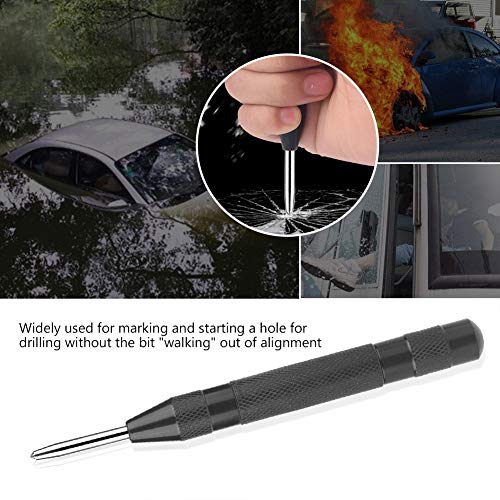 ZJchao Automatic Center Hole Punch, Window Punch Window Breaker Loaded Center Hole Punch Impact Center Marker Scriber Tool for Plastics Glass Used in Police and Military Gear (03) - Image 2