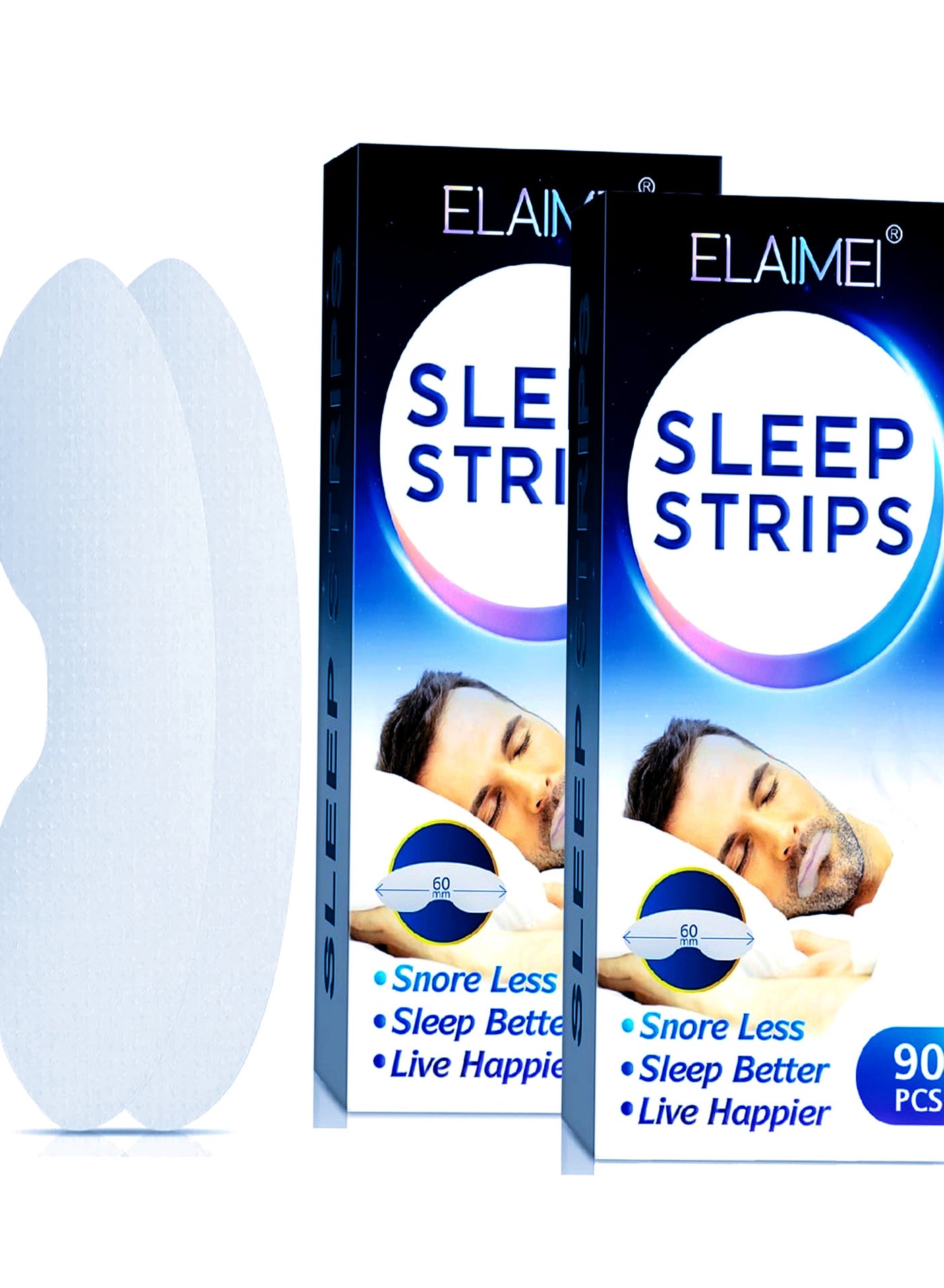Mouth Tape (180 Pcs) ( 2 Pack ) for Sleep - Advanced Gentle Strips to Reduce Mouth Breathing and Improve Sleep Quality, Snoring Solution Mouth Strips for Nighttime Use, ELAIMEI Sleep Tape for Mouth Breathing and Loud Snoring, 180 Counts Sleeping Patches, Comfortable Breathing Aid for Better Sleep.