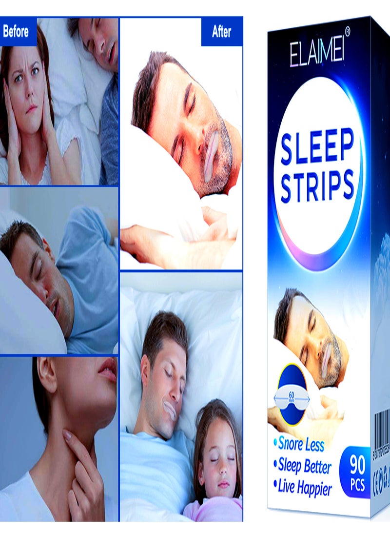 Elaimei - Mouth Tape (180 Pcs) ( 2 Pack ) for Sleep - Advanced Gentle Strips to Reduce Mouth Breathing and Improve Sleep Quality, Snoring Solution Mouth Strips for Nighttime Use, ELAIMEI Sleep Tape for Mouth Breathing and Loud Snoring, 180 Counts Sleeping Patches, Comfortable Breathing Aid for Better Sleep. - Image 1