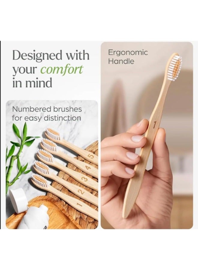 Generic Zimtal Bamboo Toothbrushes, Eco-Friendly oral care tools, sustainable bamboo materials, Biodegradable bamboo brush pack of 10.  - Image 4