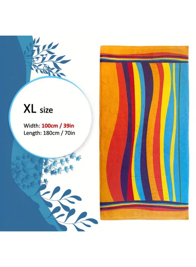 Large Quick Dry Sand Free Beach Towel 39x70 Inch Multicolor Stripes - Image 3