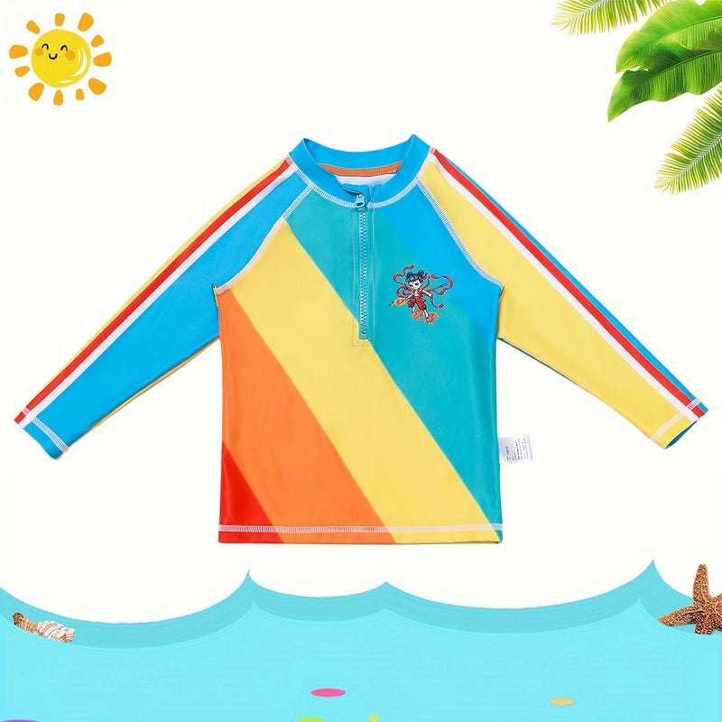 New Children''s Boys Split Long Sleeve Swim Trunks suit Hot Spring Beach Swimsuit Children''s Student Swimsuit - Image 3