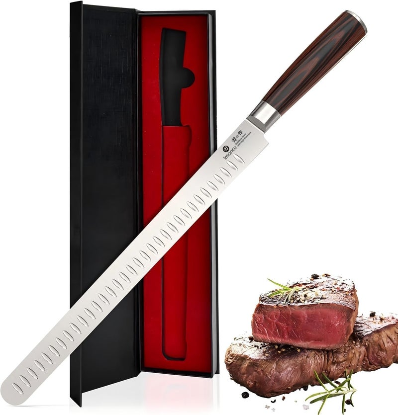 imarku Brisket Knife, 12 Inch Ultra Sharp Carving Slicing Knife for Brisket, BBQ, Turkey, Ham, Ribs, and Roast Beef, Japanese High Carbon Stainless Steel Blade, Ergonomic Pakkawood Handle, Gift Box - Image 1