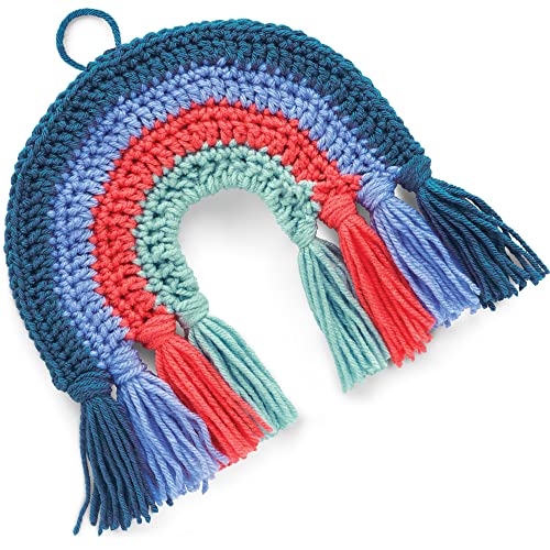 Boye Jonah's Hands Rainbow Wall Decoration Beginners Crochet Kit for Kids and Adults, Finished Project 8" x 8", Multicolor 5 Piece - Image 4