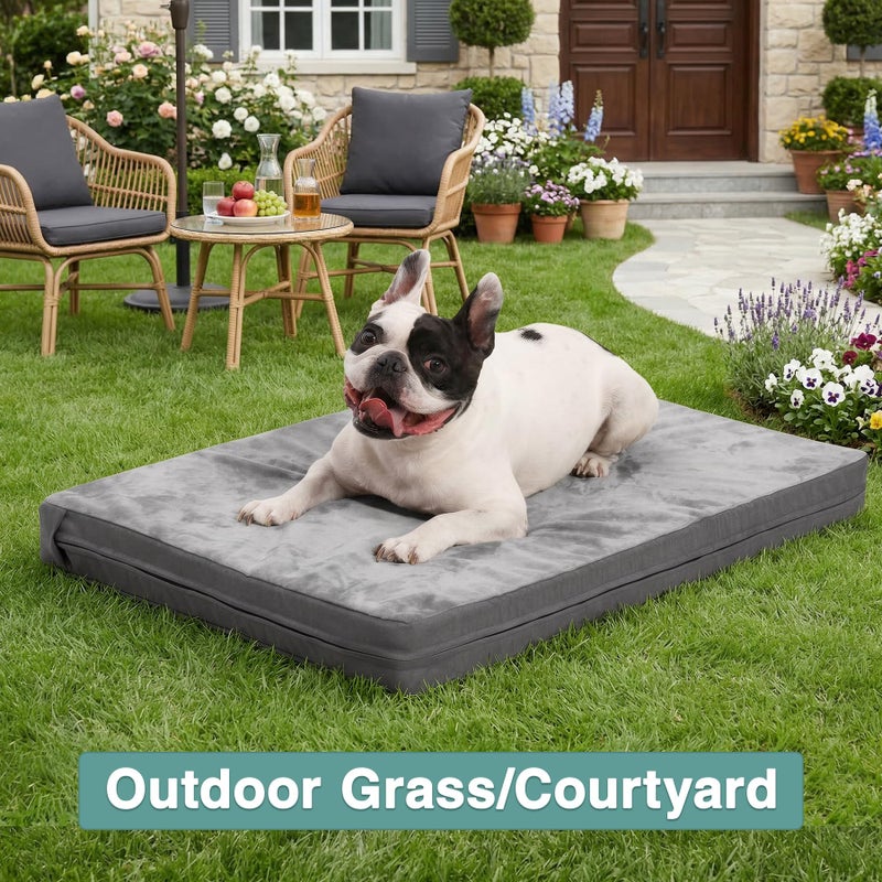 Vonabem Waterproof Dog Bed Medium Size Dog, Outdoor Washable Crate Pad 30 inch, Orthopedic Foam Pet Bed with Removable Cover Reversible, Outdoor Anti-Slip Kennel Pad 29"x18", Gray - Image 5