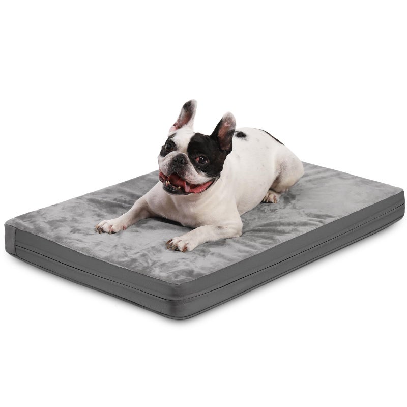 Vonabem Waterproof Dog Bed Medium Size Dog, Outdoor Washable Crate Pad 30 inch, Orthopedic Foam Pet Bed with Removable Cover Reversible, Outdoor Anti-Slip Kennel Pad 29"x18", Gray - Image 1