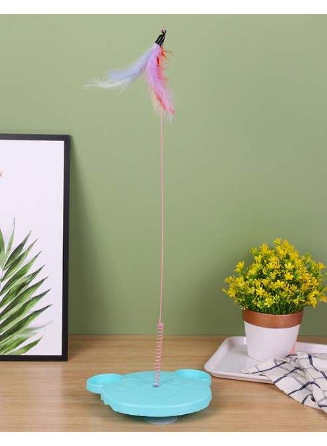 PETSARY Interactive Cat Toys | Kitty Interactive Track Toy Spring Cat Toys with a Teddy Bear Base | a Feather and Rolling Ball | Cat Feather Teaser Wand Toy for Indoor Cats Kitten