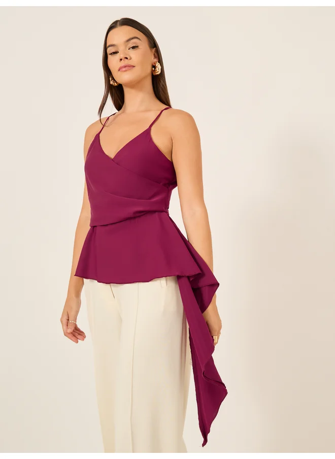Styli Styli Strappy Asymmetric Hem Wrap Cami Top