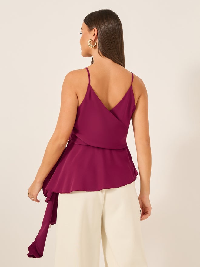 ستايلي بلوزة كامي ملفوفة بحافة غير متماثلة بحمالات ستايلي - Image 4