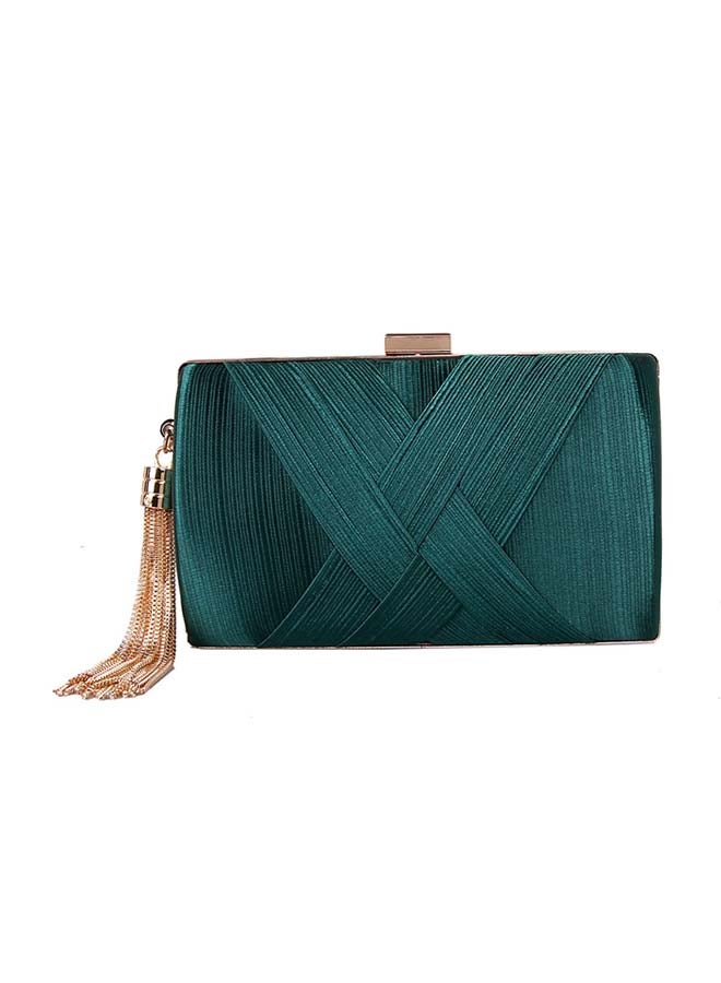 NIBEMINENT Women's Clutch Sweet Elegant Solid Color Tassel Decor Party Mini Bag Green
