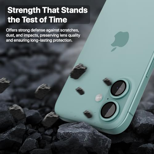 CASEGEAR Clear Pro Camera Lens Protector Compatible With iPhone 16/16 Plus | HD Clarity | Scratch Resistant | Complete Coverage | Easy Installation | Teal - Image 3