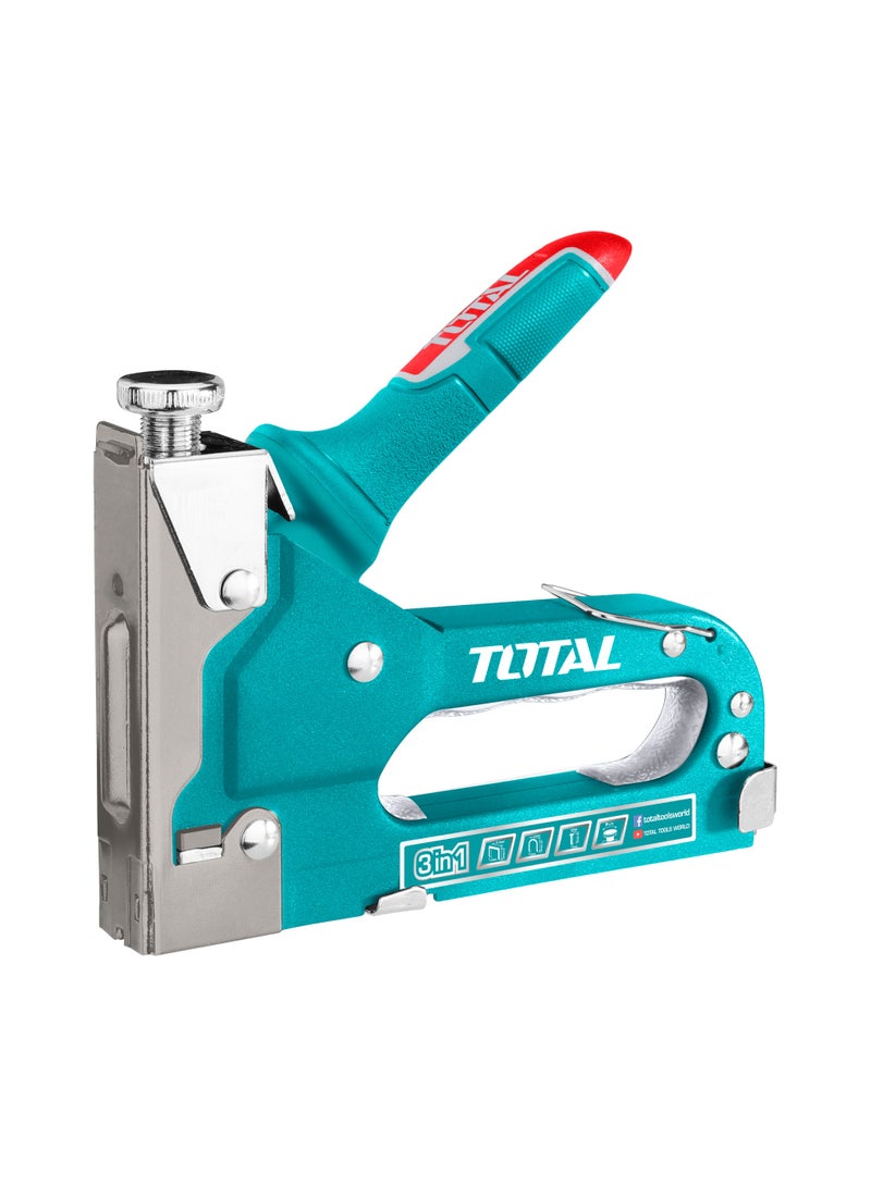 TOTAL 3-in-1 Staple Gun with 600 Fasteners, Adjustable Force, 11.3mm Crown Staples, U-Shape Staples, Brad Nails - Image 1