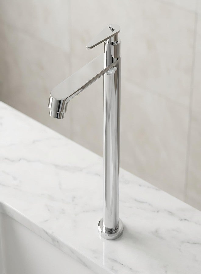GLOXY Premium Brass 30CM (12INCH) High Neck Chrome Finished Pillar Tap with Stylish Nano Lever - Deck Mount Long Neck Faucet for Wash Basins & Kitchen Sinks - 10 Years Warranty - Image 1