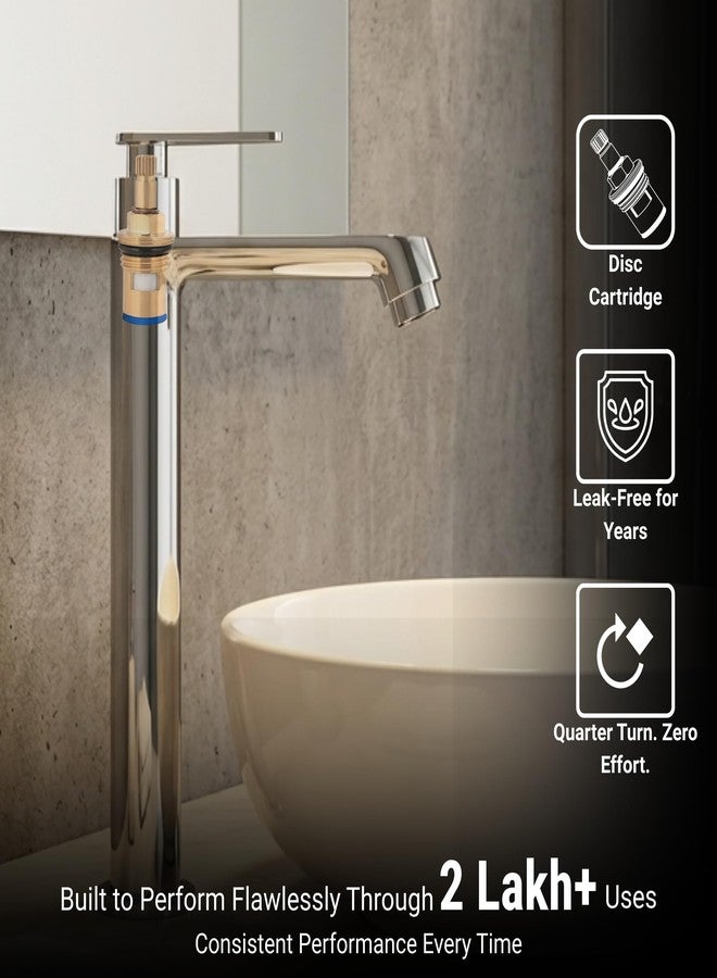 GLOXY Premium Brass 30CM (12INCH) High Neck Chrome Finished Pillar Tap with Stylish Nano Lever - Deck Mount Long Neck Faucet for Wash Basins & Kitchen Sinks - 10 Years Warranty - Image 4