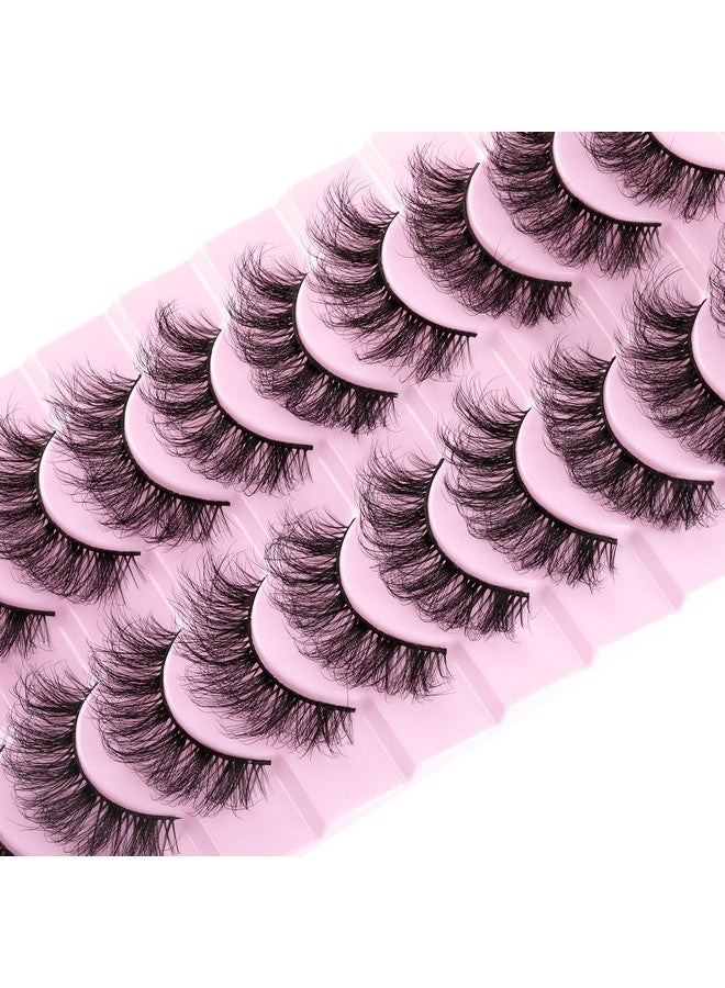 wiwoseo Mink Lashes Eyelashes Natural Fluffy Faux Mink Lashes 3D Thick Volume D Curl Wispy Eyelashes That Look Like Extensions Fake Eyelashes 10 Pairs Pack Wiwoseo - Image 2