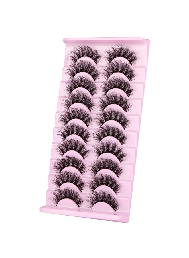 wiwoseo Mink Lashes Eyelashes Natural Fluffy Faux Mink Lashes 3D Thick Volume D Curl Wispy Eyelashes That Look Like Extensions Fake Eyelashes 10 Pairs Pack Wiwoseo - Image 4