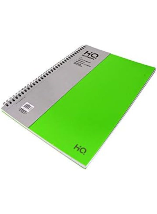 HQ A4 Poly 1-Subject Notebook – 80 Sheets, Green Cover, Silver Foil Logo, Perfect for Students & Professionals - Image 2