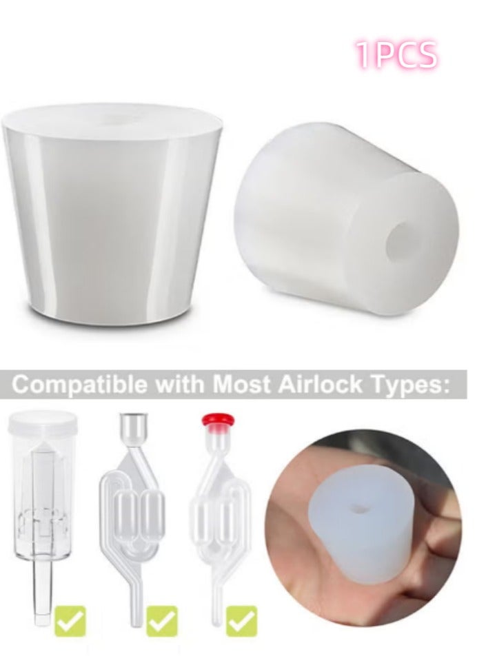 أغطية سيليكون للتخمير بتصميم مثقوب وفتحة للاستخدام في صمام مانع الهواء، مناسبة لتخمير المنزل وصنع النبيذ، وتستخدم كبديل لأغطية الزجاجات المطاطية. - Image 1