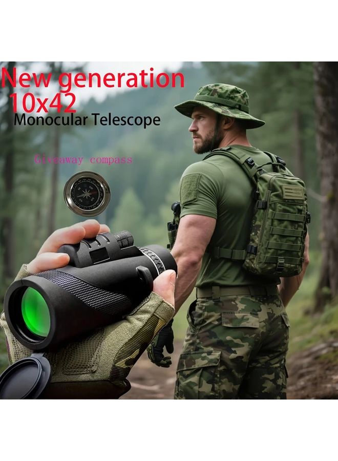 Black 10X42 High Definition Monocular Telescope For Bird Watching Fishing - Image 4