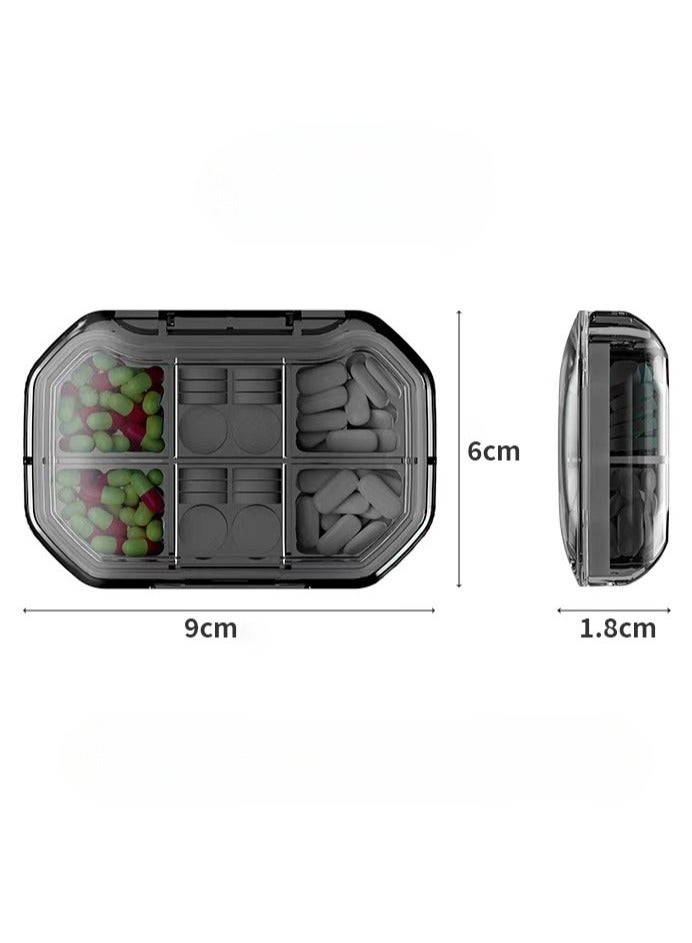 Portable 6-compartment pill organizer,Ideal for Travel, Daily Use, Medication Storage - Image 3