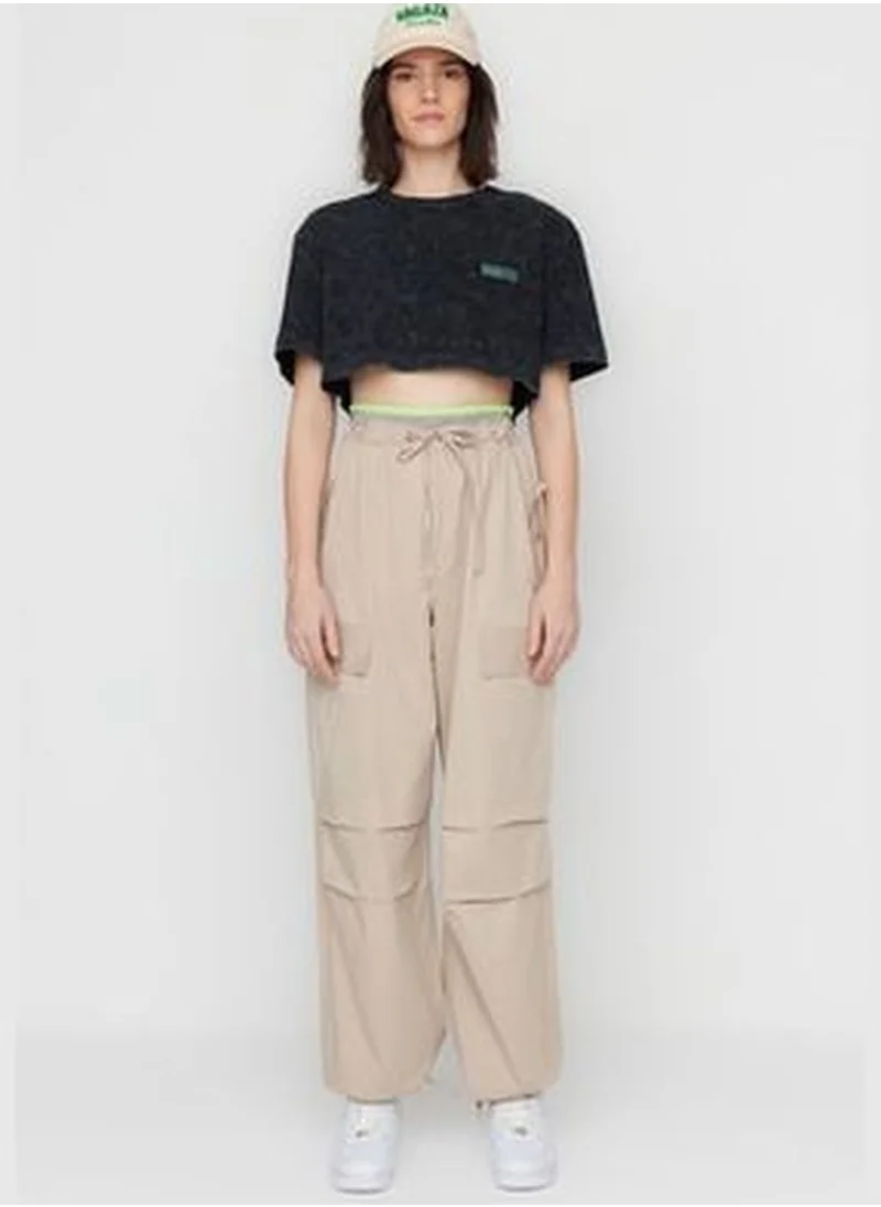 trendyol X Sagaza Studio Beige Elastic Detailed Cargo Pants TCLSS23PL00000
