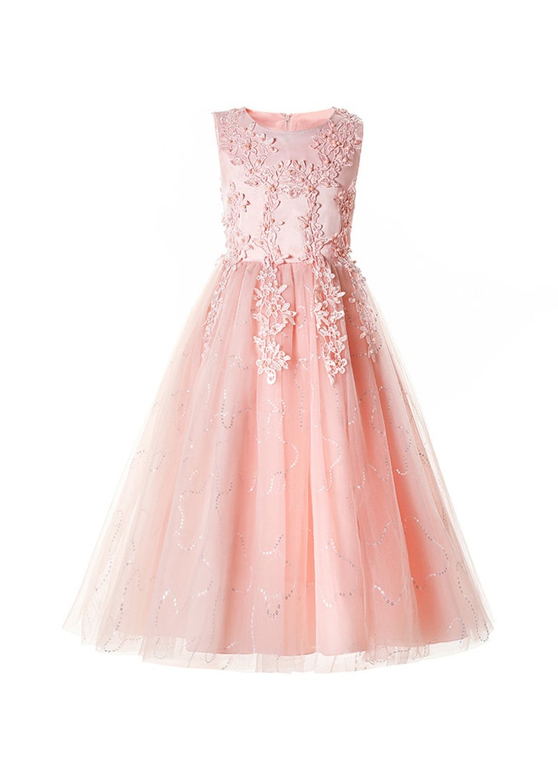 Girls Dress Sleeveless Mesh Performance Host Princess Dress Costumes - Image 1