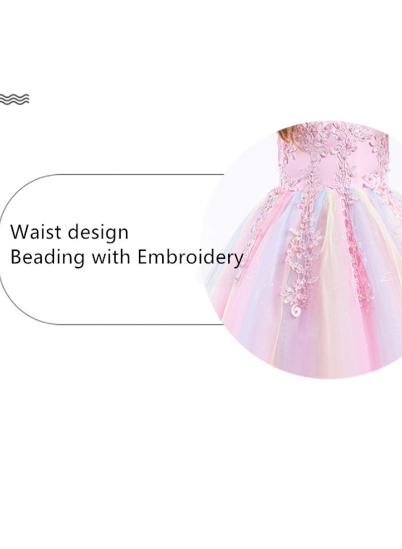 Girls Dress Sleeveless Mesh Performance Host Princess Dress Costumes - Image 4