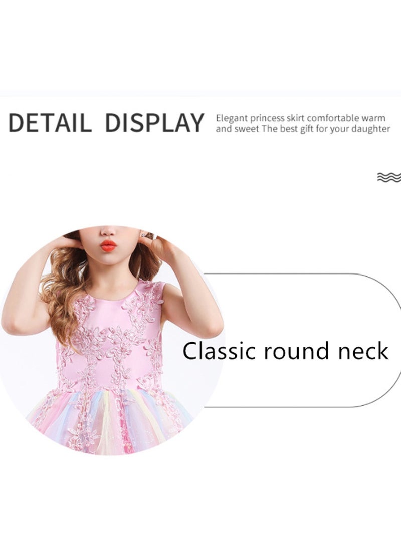 Girls Dress Sleeveless Mesh Performance Host Princess Dress Costumes - Image 3