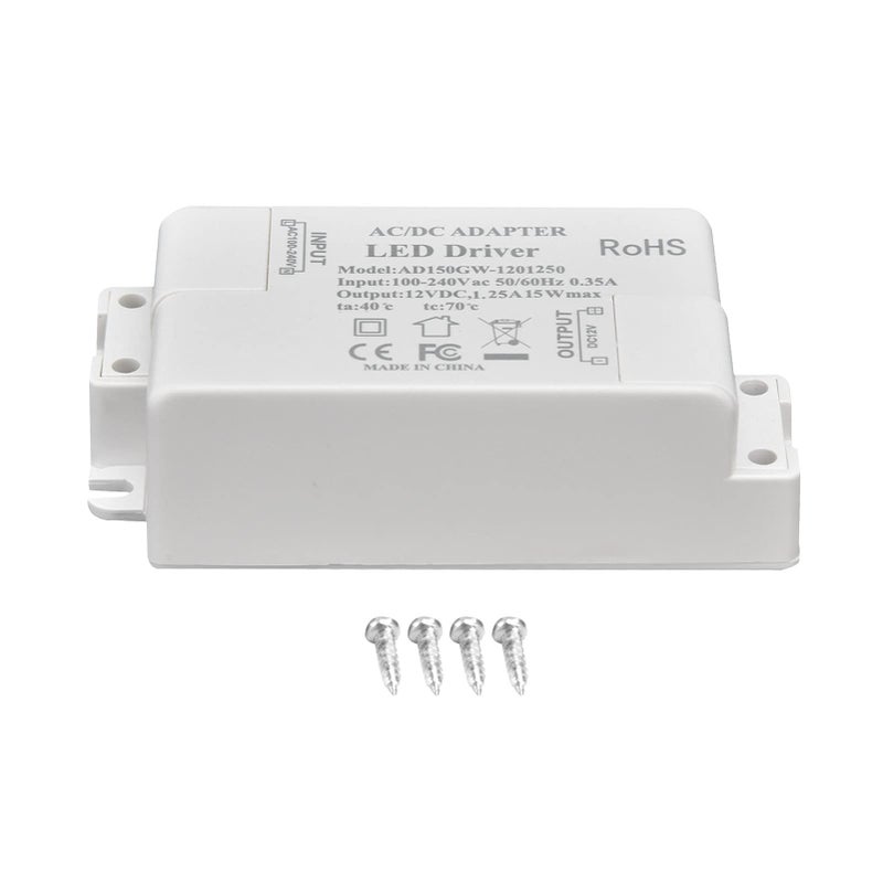 12V 15W LED Driver Power Supply Compact Enclosed Design with Protection for Indoor Cabinet - Image 2