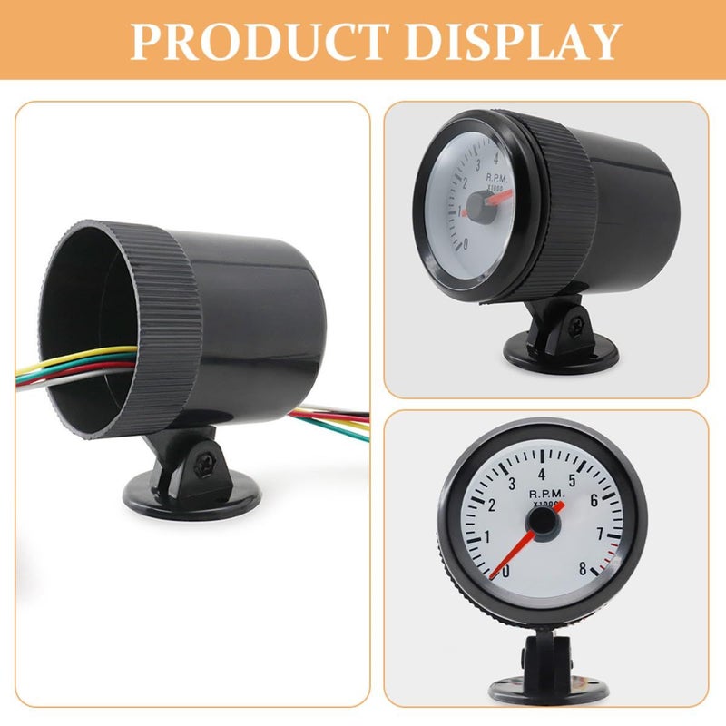 عداد دوّار LED أزرق بقطر 2 بوصة (52 ملم)، مدى 0-8000 دورة في الدقيقة، لسيارات ذات 1 إلى 8 أسطوانات، إكسسوار عداد سرعة معدّل. - Image 5
