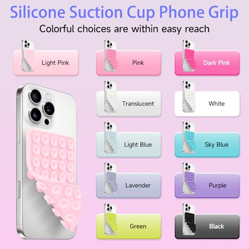 QxbBox 4Pack Silicone Suction Cup Phone Case Mount Double Sided, Hands-Free Strong Grip Holder for Selfies and Videos,Silicon Sticky Phone Grip with Higher Suction Power for Cell Phone - Image 2