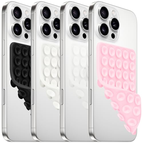 QxbBox 4Pack Silicone Suction Cup Phone Case Mount Double Sided, Hands-Free Strong Grip Holder for Selfies and Videos,Silicon Sticky Phone Grip with Higher Suction Power for Cell Phone - Image 1