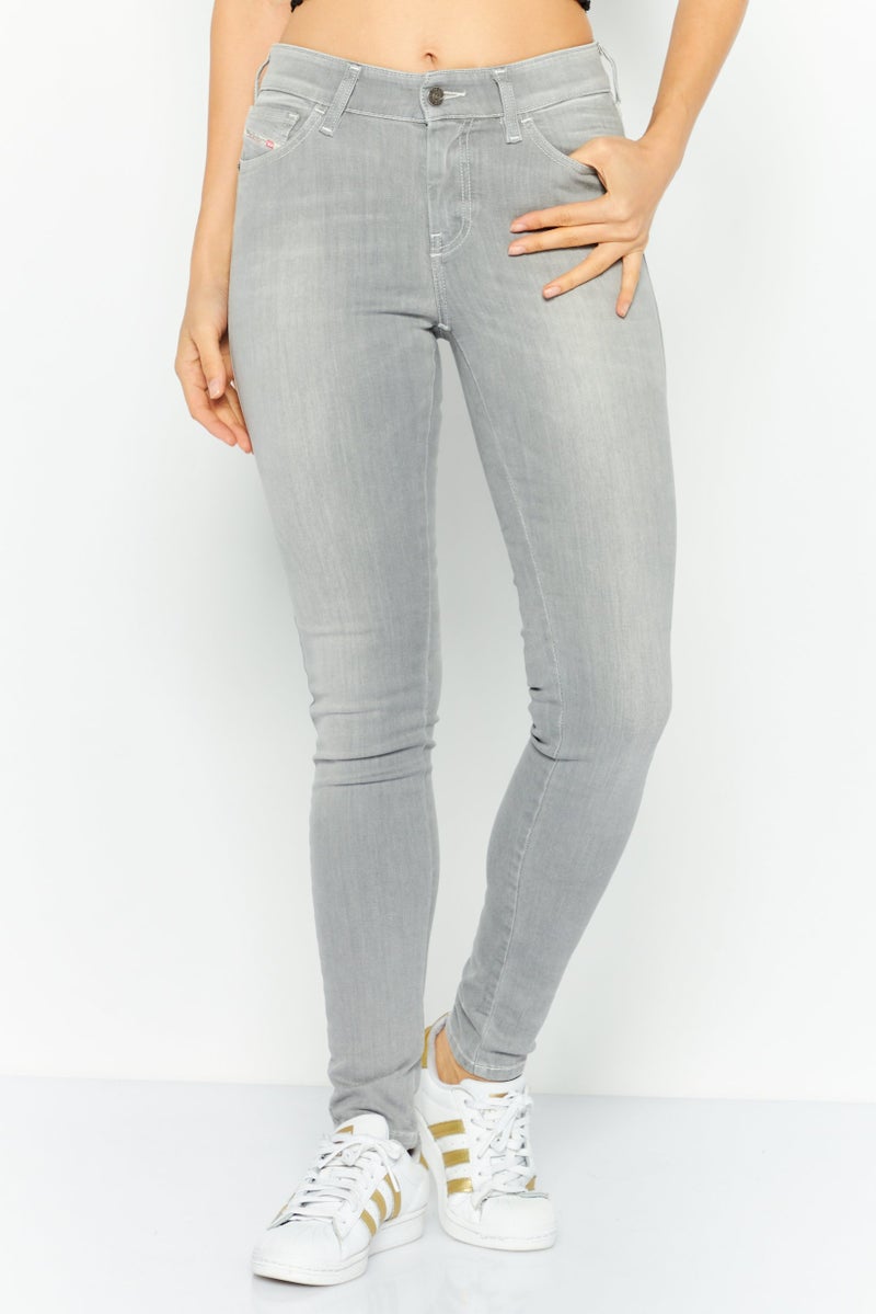 DIESEL Women Slandy Super Skiny Washed Stretchable Jeans, Light Grey - Image 1
