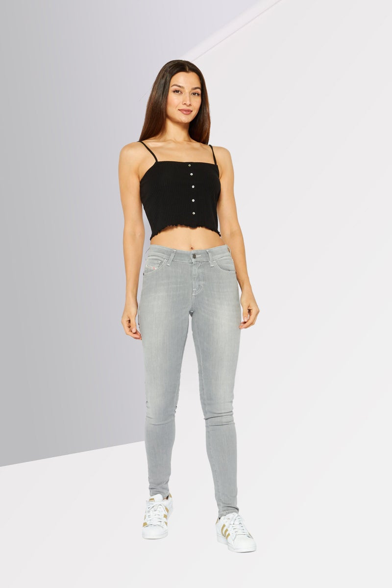 DIESEL Women Slandy Super Skiny Washed Stretchable Jeans, Light Grey - Image 2