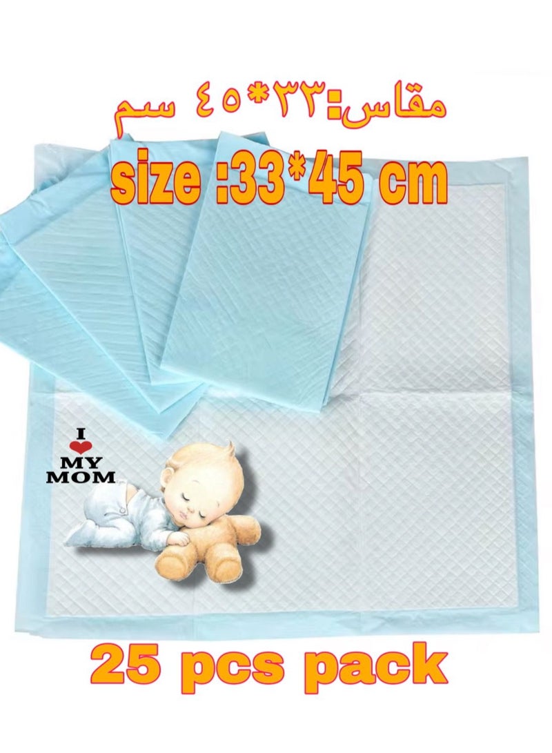 Disposable Changing Pad Leak-Proof Underpad Bed Table Protector Mat, Soft Non-Woven Fabric, 33x45cm ,25 pcs - Image 1