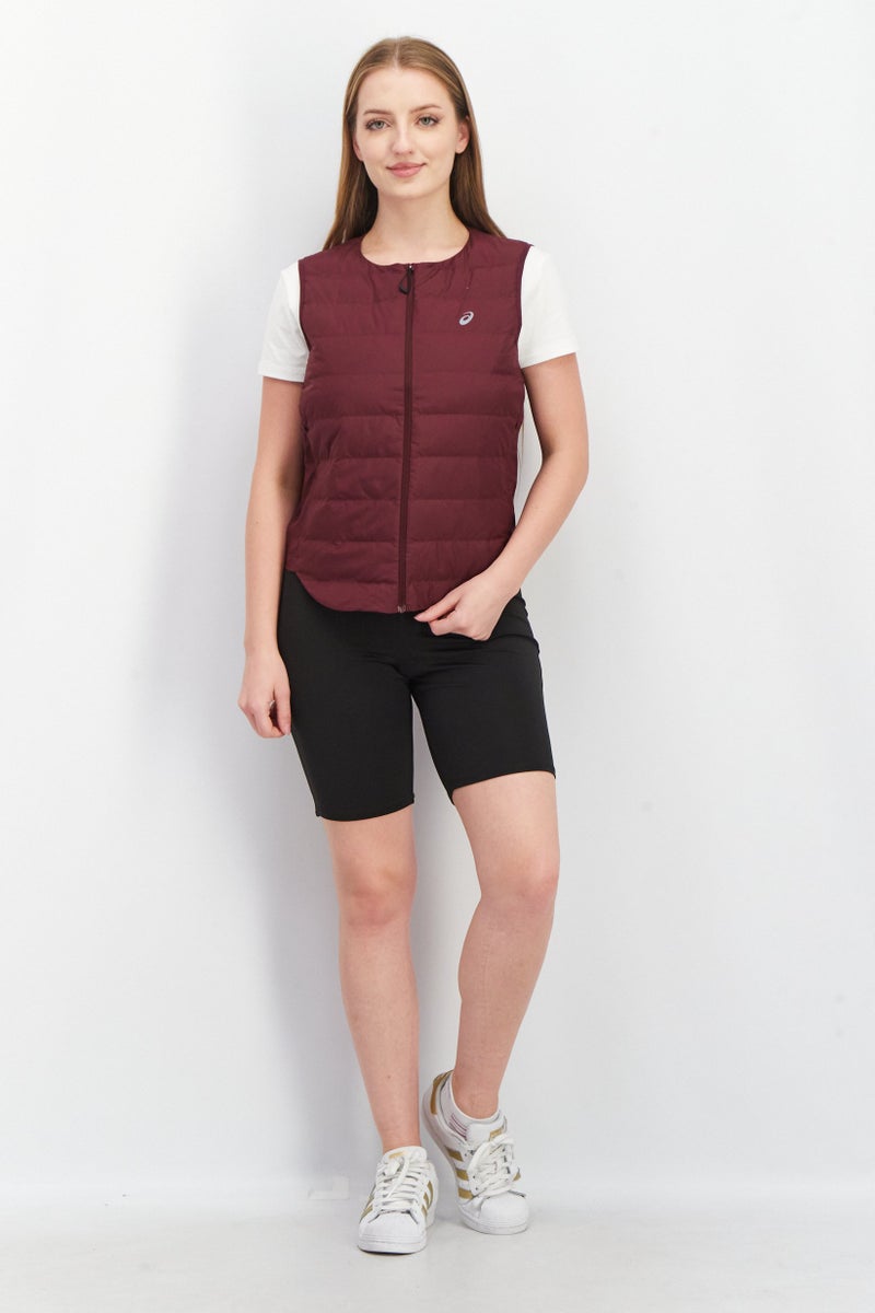 asics Women Sportswear Fit Sleeveless Running Padded Vest, Maroon - Image 4