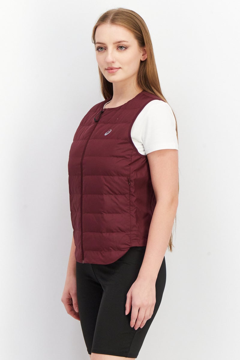 asics Women Sportswear Fit Sleeveless Running Padded Vest, Maroon - Image 2