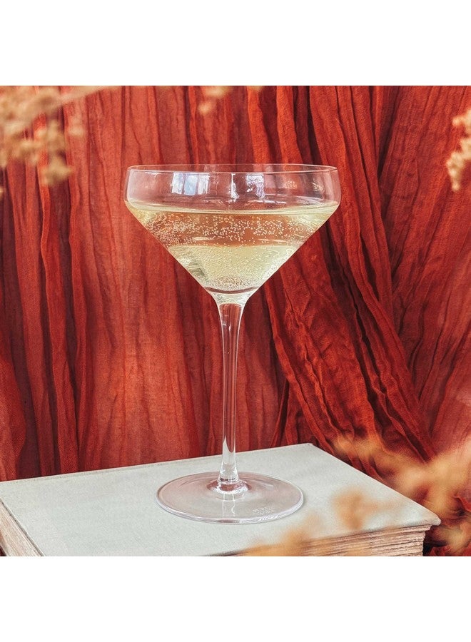 Mora PURE MORA The Remy Coupe - Set of 4, 8oz Handblown Premium Crystal Martini Glasses for Cocktail, Gin & Tonic, Cosmopolitan, Manhattan, Bar, Fancy Mixology, etc. Modern Angle Drinking Glassware  - Image 5