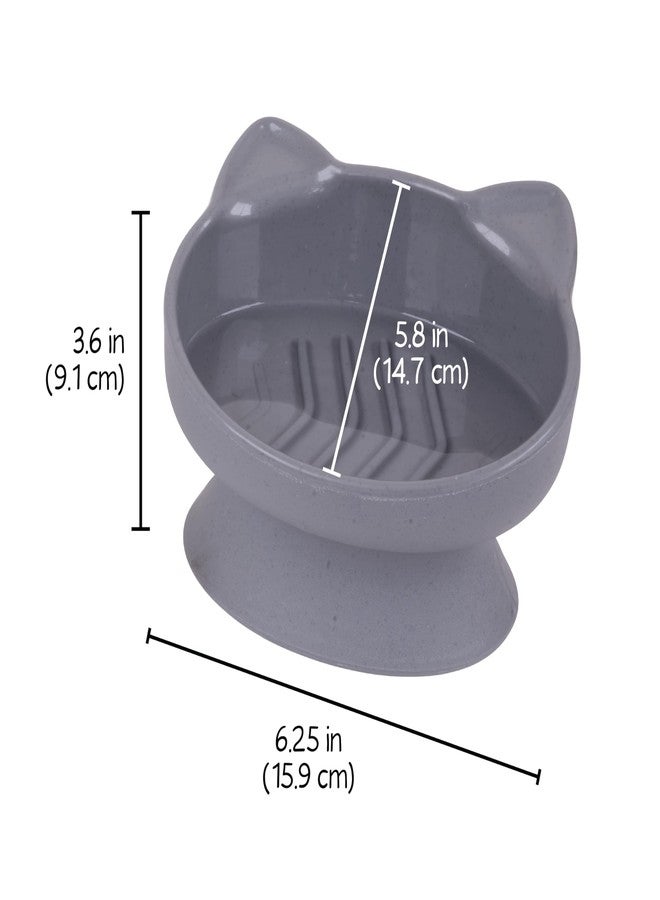 Kitty City Elevated Slow Feeder Cat Bowls (Set of 2), Whisker-Friendly Raised Cat Food Dishes with Ridges, Helps Reduce Fast Eating & Digestion Issues, Dishwasher Safe, 10.8 oz – White & Gray - Image 4
