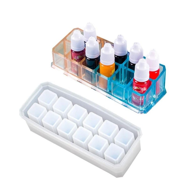 SNOOGG 10 Compartment Cosmetic Display Box and Small Balls Mold for Silicone Epoxy Resin Casting DIY Project Home Decor Wedding etc - Image 4