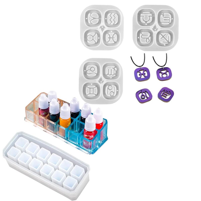 SNOOGG 10 Compartment Cosmetic Display Box and Small Balls Mold for Silicone Epoxy Resin Casting DIY Project Home Decor Wedding etc - Image 1