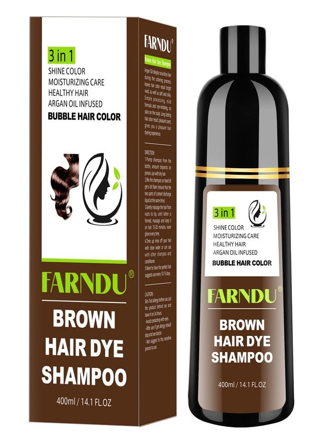 Farndu Brown Hair Dye Shampoo for Women Men, Gray Hair Coverage, Natural Herbal Ingredients - Image 1