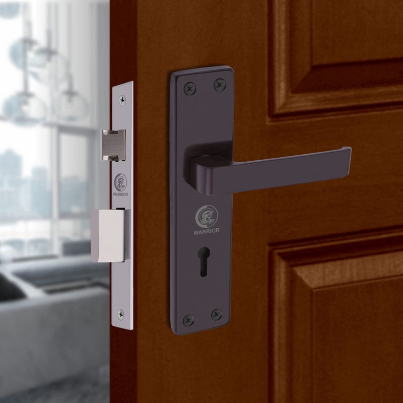 WARRIOR DURUS PC Quality Mortise Lock 7 Iron Powder Coated Mortise Door Lock Handle Set 6 Lever 65 mm Double Action Brass Latch Lock with 3 Keys Suitable for Bathroom Bedroom Living Room - Image 3