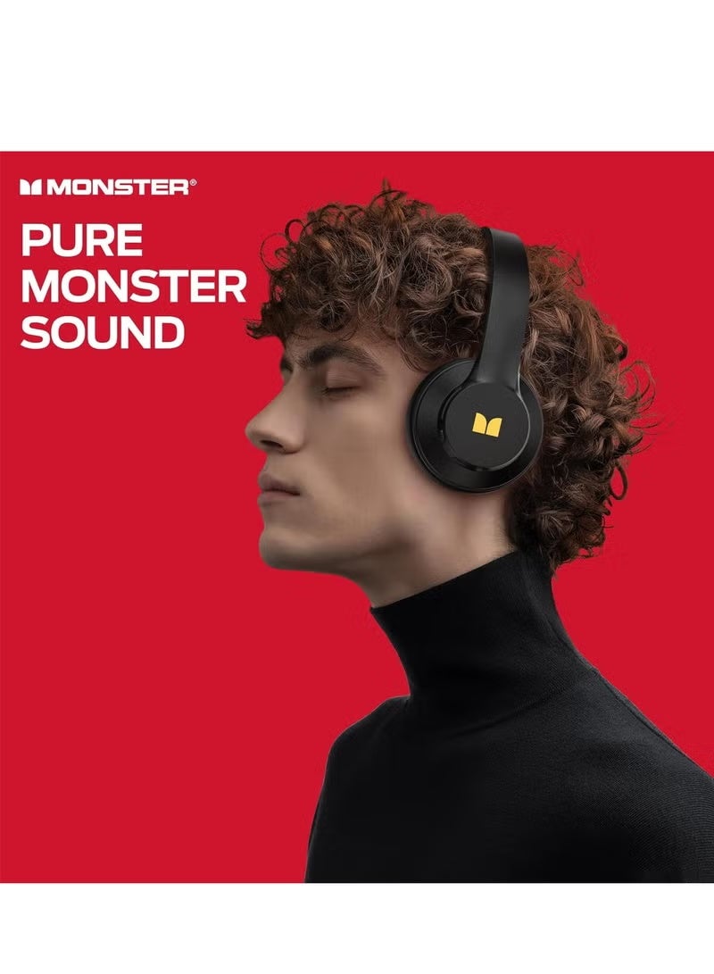 Monster Mission 100 Bluetooth Headphones, Over Ear Headphones with Immersive Bass, Crystal Clear Call, 40H Playtime, Bluetooth 5.4, Comfortable Fit Wireless Headset for Travel Work - Image 3