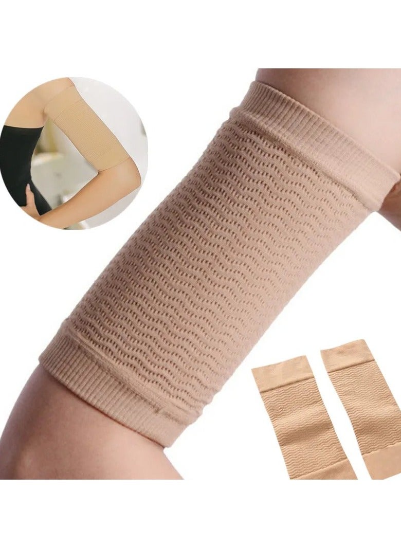 AROAQ Arm Slimming Shaper Wrap, Compression Slimming Arms Sleeves, Workout Cellulite Shaper Fat Burning Sleeves, Arm Compression Wrap Sleeve Suitable For Women Girls, (Black 1 Pair) - Image 2