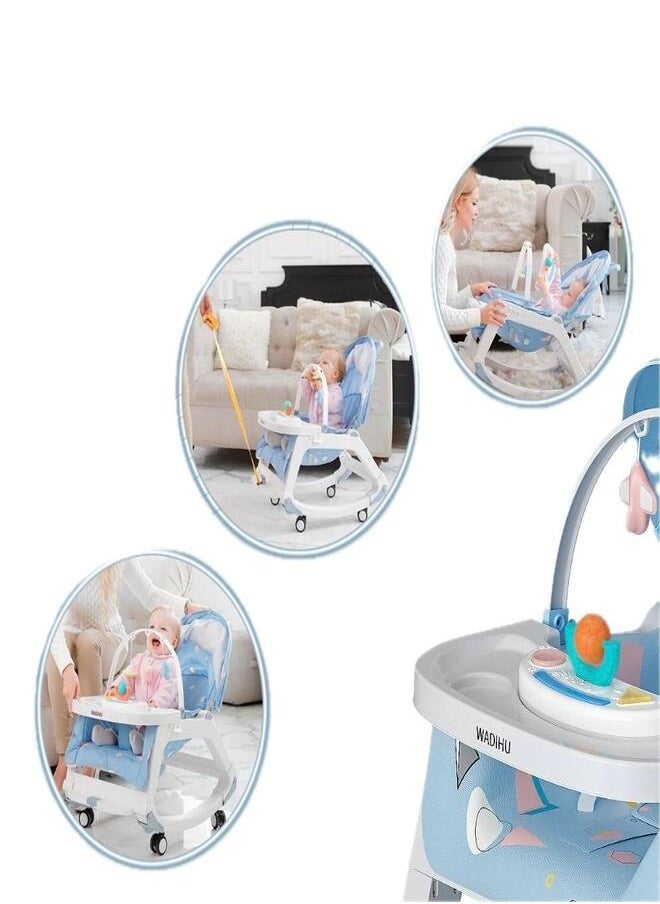 StarKids 5 in 1 Multifunctional Baby Rocking Walker Chair Early Education Music Artifact Baby Comfortable Chair with Feeding Bowl Baby Rocking Car Cradle Basket for Sleeping  - Image 3