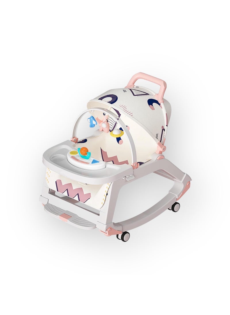StarKids 5 in 1 Multifunctional Baby Rocking Walker Chair Early Education Music Artifact Baby Comfortable Chair with Feeding Bowl Baby Rocking Car Cradle Basket for Sleeping  - Image 2