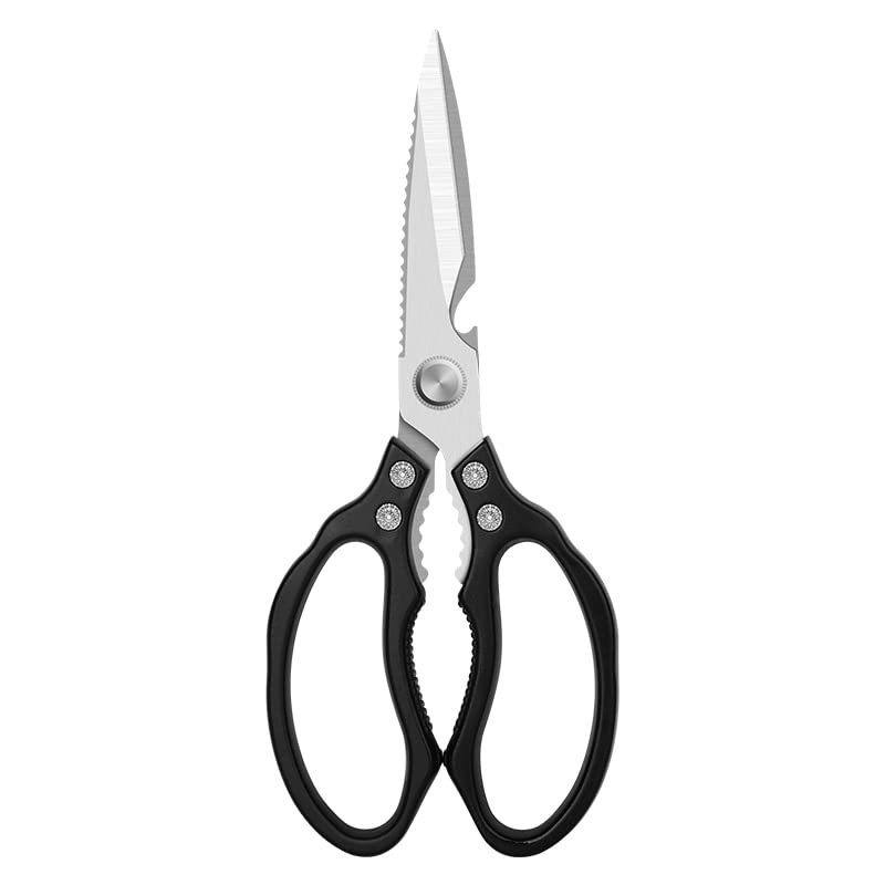 AWinjoy Heavy Duty Sharp Kitchen Scissors Dishwasher Safe Cooking Shears for Meat Chicken Fish Poultry Herb Bread Black
